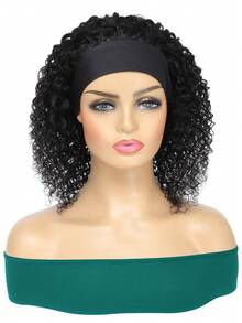 Short Bob Wig, Fluffy Curly Headband Wig, Ready-To-Wear, Human Hair, Fully Machine Woven, Natural Black, 100% Human Hair Wig, Suitable For Beginners, Women's Daily Wear - SNatural - View 3
