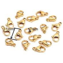 25 piezas/paquete Cierre de langosta de acero inoxidable hipoalergénico dorado, conector de cadena de pulsera, collar, teléfono, cierre de langosta para manualidades de joyería