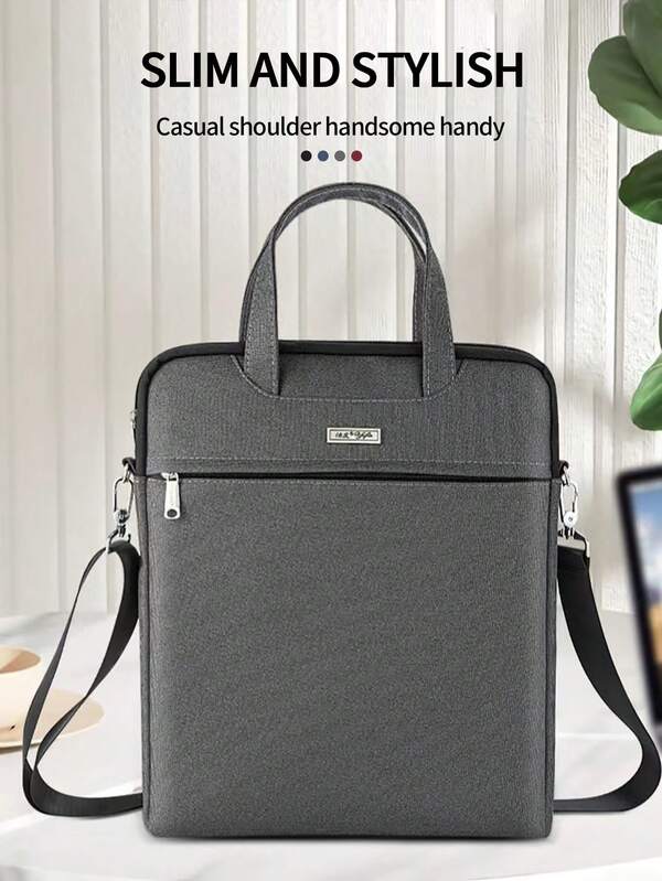 1pc Boy's Shoulder Strap Handbag Briefcase, Office Business Document Bag, Oxford Cloth Messenger Bag, Canvas Tote Bag, Laptop Bag