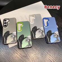 Case For IPhone 16 Pro Max 16e 15 Plus 14 13 12 11 XS XR Cat Meets Skull Pattern Shockproof Silicone PC Back Protective Smartphone Cover Gift - 白色 - 查看 5