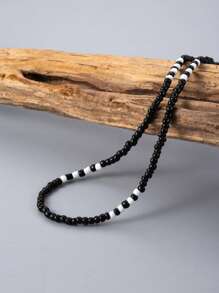 1pc Men's Beaded Necklace, Summer Beach Surfing Style Hawaiian Miami Necklace For Men, Vacation