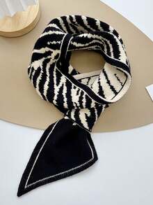 1件复古针织纽扣围脖，时尚百搭开衩领口围脖，女士保暖连衣裙围脖，防寒保暖 - 黑色 - 查看 2