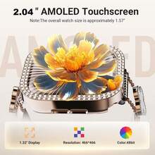 W&O Luxury Women's Smartwatch: Bling Bling Fashion Jewelry With Crystal Diamond Rhinestones, Premium Metal Band & Interchangeable Strap, BT Calling, Heart Rate Tracking, Cord-Free Charging, Android/IOS Compatible, 110+ Exercise Modes, 3ATM Waterproof, AMOLED Touchscreen, 7-Day Battery Life, Classic Quartz Charm Bracelet Design For Important Occasions - Premium Zinc Alloy & IML Build,Compatible With Iphone,Compatible With Xiaomi ,Reloj,Compatible With Apple Watch,Valentines Gifts - Bạc - Xem 4