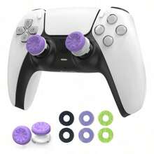 8-Piece Silicone Controller Grip Bundle For PS.`5/4- Hexagon Textured Thumbsticks & Precision Rings For Enhanced Gaming, Sweat-Proof & Anti-Slip - 紫色 - 查看 2