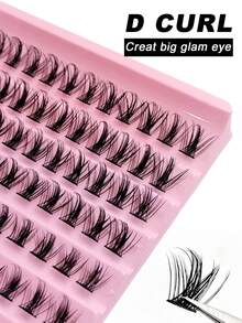 Rikuaild 120片D型卷翘蓬松簇状假睫毛，柔软交叉，妆效自然，适合日常生活、婚礼、约会、派对、音乐节、春季旅行等各种场合。 - D - 查看 6