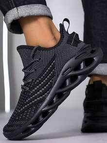 Casual Sports Mesh Shoes, Campus Style Sports Shoes, Lightweight Breathable Comfortable, Unisex, Outdoor Sports Running Shoes, Hiking Shoes - Black - View 8