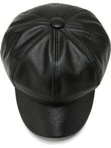 1 Piece Simple Multifunctional Solid Color PU Leather Octagonal Hat For Women, Spring, Summer, Autumn, Winter, Many Colors To Choose From, Fashionable Casual High Quality, Very Suitable For Gifts - 彩色 - 查看 10