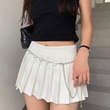 Luxury Rhinestone Metal Waist Chain, Fashionable Versatile Dress/Skirt Accessory Waist Belt Summer, School Fall, Autumn, Halloween - Silver - View 5