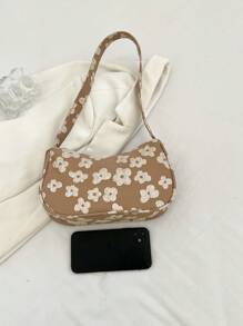 2025春夏新款轻薄面料单肩包，时尚简约休闲腋下包，白色纯色小手提包，适合日常使用、约会、送礼，适合年轻女性、大学生、上班族 - 彩色 - 查看 3