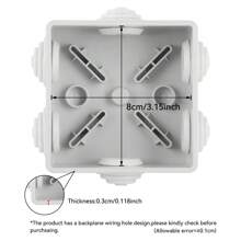 CILIA IP44防水快速安装方形接线盒80x80x40mm，专为户外电气作业设计，防丢失盖设计，无需切割电缆入口，灰色 - 灰色 - 查看 8
