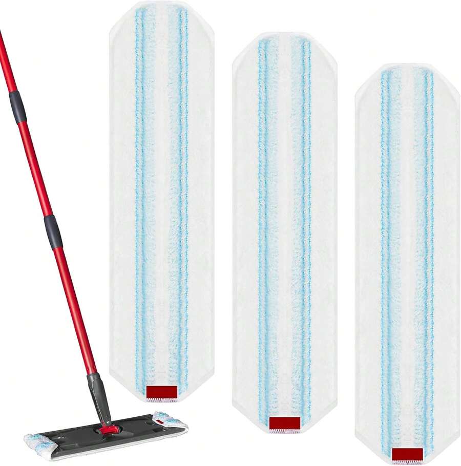 3 Pack Replacement Mop Pads For O-Cedar H2prO Flat Mop System, Machine Washable Microfiber Pads Refills