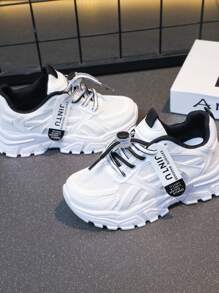 Boys & Girls Running Shoes, Casual Sports Sneakers With Hook & Loop Closure, Lightweight Mesh Breathable Upper, Striped Pattern, Low-Top Design, Suitable For Daily Wear, Running And Leisure Activities - Spring/Autumn/All Season - Black - View 6