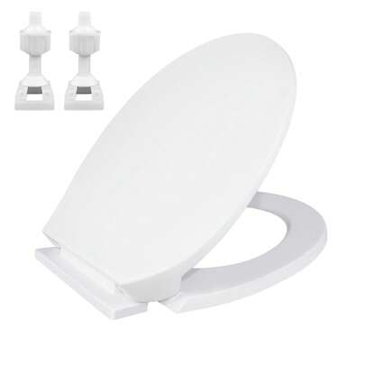 EFAN Toilet Seat Soft Close, Toilet Seats With Quick Release, Simple Top And Bottom Fixing, Sturdy Duroplastic Anti-Bacterial Toilet Lid With Adjustable Hinges, O-Shape, White