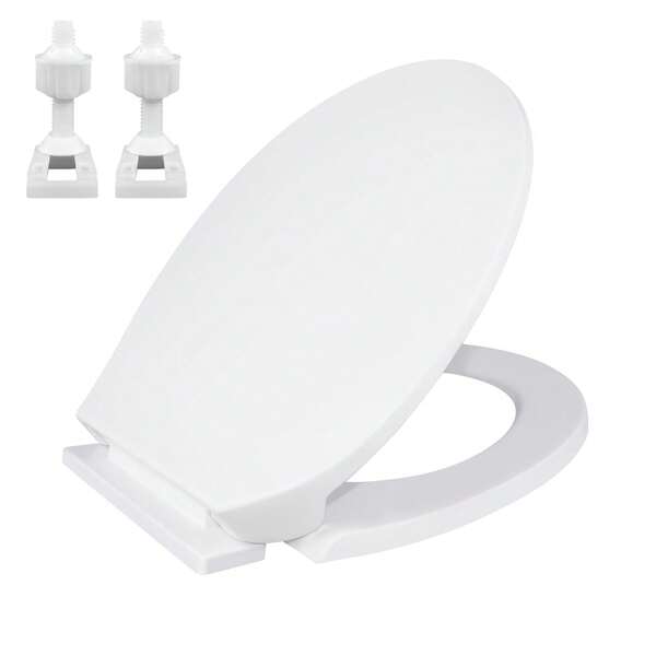 EFAN Toilet Seat Soft Close, Toilet Seats With Quick Release, Simple Top And Bottom Fixing, Sturdy Duroplastic Anti-Bacterial Toilet Lid With Adjustable Hinges, O-Shape, White