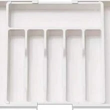1 cutie organizator mare pentru sertar, argintiu, tavă extensibilă pentru ustensile de bucătărie, suport pentru tacâmuri și ustensile, depozitare reglabilă din plastic pentru linguri, furculițe și cuțite, clasificare și depozitare convenabilă pentru tacâmuri și argintărie mici, decorațiuni interioare, depozitare pentru petreceri și Crăciun