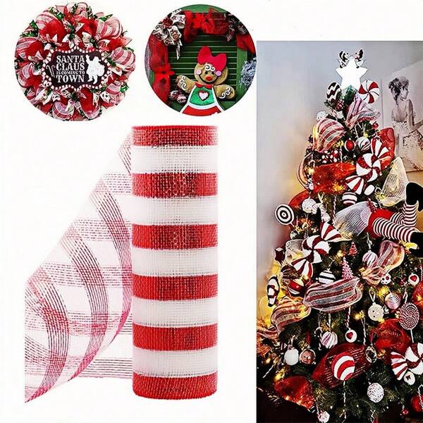 1 Stück/Set 10 Zoll x 10 Yards DIY Tüll-Band - perfekt für Weihnachtsbaum, Kranz-Dekoration, Feiertags-/Geburtstags-/Jahrestags-Torte Dekoration, Blumenstrauß Verzierung