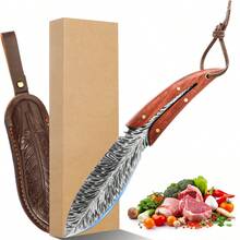 Cuchillo Vikingo Exteriores 3.7 Pulgada,Cuchillo Carnicero Forjado A Mano Con Vaina,Cuchillo De Caza,Cuchillo Chef,Acero De Alto Carbono,Aplicar Para El Hogar,Camping,Barbacoa,Cortar Carne - Rojo - Ver 3