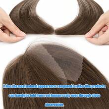Women Forehead Hairline Toupee Human Hair Skin Lace Hairpieces Full Lace 100% Real Human Hairpieces Cover Up Patch Receding Hairline Straight Hair Topper Wigs - #2 Dark Brown - View 7
