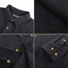 Men's Corduroy Shirts Casual Button Down Shirt Jacket Lightweight Shackethalloween - 深灰色 - 查看 3