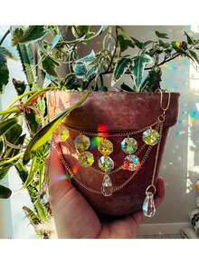 1 pieza Decoración de atrapasol en forma de maceta, decoración de jardín estilo bohemio, crea una atmósfera soñadora con arcoíris, adecuado para decorar macetas, para el hogar y exteriores, regalo de Navidad, cumpleaños, fiesta, celebración de Año Nuevo