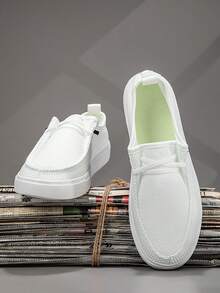 Herren 2025 Neue Einfache Klassische Lässige Bequeme Modische Sneaker - Atmungsaktiv, High Street Slip-On Schuhe mit Gummiband, Mesh Stoff, Ganzjährig Tragbar, Runde Zehenkappe, Textil Obermaterial, EVA Sohle Leicht Flach Vielseitig Herrensportschuhe, Studentenschuhe, Freizeitschuhe, Outdoor Wandern, Street-Style für Alle Jahreszeiten, Leicht & langanhaltend - Weiss - Übersicht 5