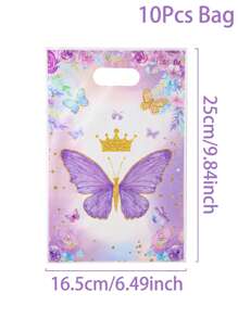 50个紫色蝴蝶手提包礼品袋，蝴蝶生日派对礼品包装袋，婚礼派对包装袋，生日礼品袋，派对袋，生日礼品包装用品，生日派对用品，生日装饰，生日礼品填充袋，塑料袋，一周岁生日派对用品，派对礼物，生日快乐，女孩生日，蝴蝶装饰，婴儿派对装饰