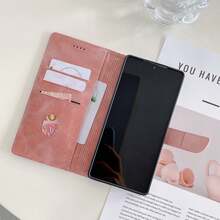 翻盖保护套 + 支架保护套 + 高工艺 + 全套手机壳，适用于三星 S24U/S25U、Redmi Note 13 Pro/14 Pro；仿皮保护套，适用于小米 Redmi Note 11/12/13/14 Pro，防水防震防摔防刮 - 粉色 - 查看 5