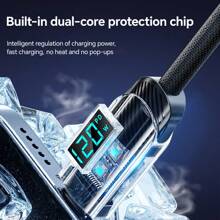 Smart Digital Display USB-C To Lightning Fast Charging Cable Cable, Nylon Braids Sync Cable, Compatible With IPhone 13/12/11 Series And Compatible With IPad, Compatible With AirPods High-Speed Data Transfer And Charging Compatible MFi Certified - Blue - View 2