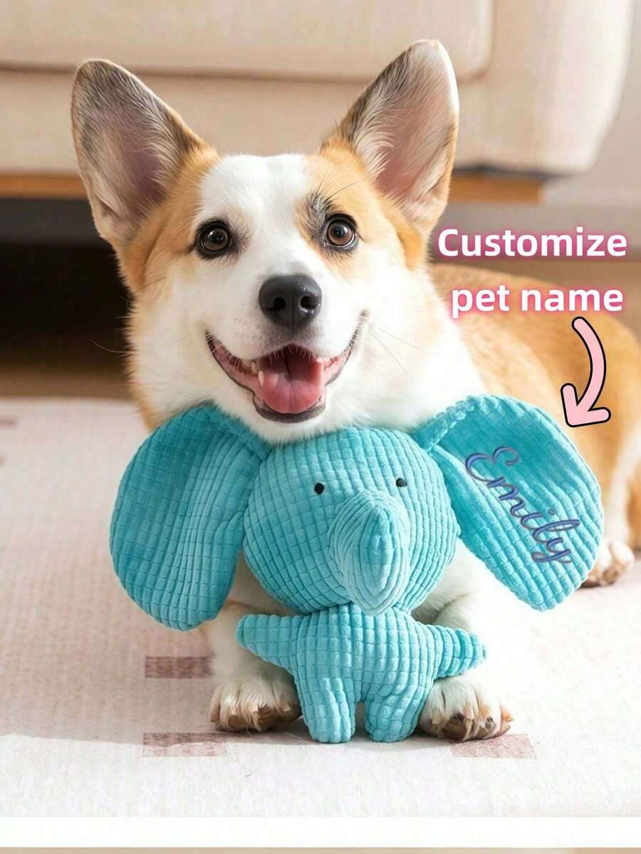 Customized Personalized Dog Doll Gift, Plush Dog Doll, Cat & Pet Toys, Pet Supplies, Dog Doll With Custom Text, Durable Dog Doll, Best Birthday Gift To Keep Them Busy (Elephant Design),Christmas Gift Supplies - Multicolor - View 1