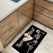 1 件装骷髅印花防滑厨房垫，花卉图案防滑地毯，适用于节日派对装饰，速干地毯，适用于厨房、走廊、浴室、洗衣房、万圣节装饰、家居装饰万圣节派对 - 彩色 - 查看 10