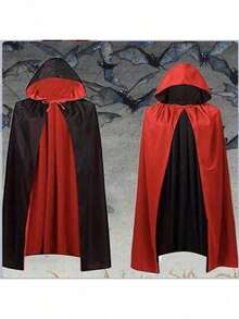 1Pc Halloween Vampire Cloak Toy Red Black Double Sided Death Cloak Makeup Costume Props(The Color And Style Of The Binding Rope Are Random) - Multicolor - View 8