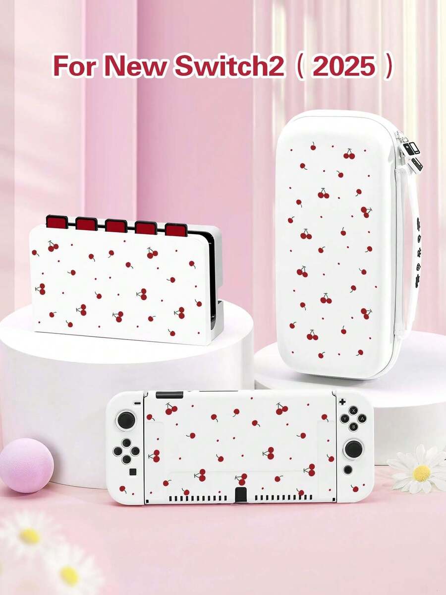 1 buah Casing Pelindung Motif Polkadot Ceri Lucu, Kompatibel dengan Switch 2 Baru (2025), Untuk Switch NS/Switch OLED/Lite, Cocok untuk Aksesori Konsol Game Switch 2, Paket Keluarga, Kantong Penyimpanan dengan Slot Kartu, Pelindung Switch, Hadiah Romantis untuk Pemain Switch - MultiWarna - View 1