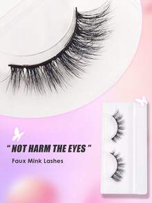 1 Cặp mi giả mắt mèo 18mm, mi giả lông chồn tự nhiên, có thể tái sử dụng, thích hợp trang điểm. - màu đen - Xem 7