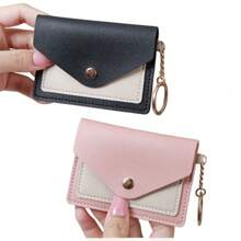 Pieru 3-Color Metal Button Card Holder | Multi-Card Layered Storage, Key Ring Design | Gold Keyring | Mini Wallet Purse, Black/Blue/Pink Pastel Colors | Portable Card Pouch