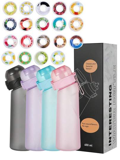 Flavored Water Bottle 650ml Sports Alr Up Drinking Bottle 1 Fruit Fragrance Pods Water Cup For Outdoor Camping Fitness Fashion