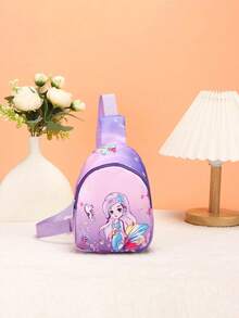 1 pieza Mini bolso de pecho/bandolera/monedero lindo de cierre con cremallera de nailon con diseños de unicornio/sirena/dinosaurio/espacio, adecuado para uso diario - Bolso de pecho con estampado de dibujos animados - Ver 12