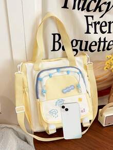 时尚拼色单肩斜挎托特包，大容量百搭女士手提包。拉链开合，内衬设计，适合购物、超市购物和日常使用。可放置智能手机、钱包和化妆品。是时尚中年和年轻女性的理想之选。