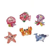 2 件/5 件/6 件卡通海洋动物冰箱贴套装 - 可爱有趣的装饰磁铁，适用于家居装饰，采用 ABS 材料制成，椭圆形 - 彩色 - 查看 5