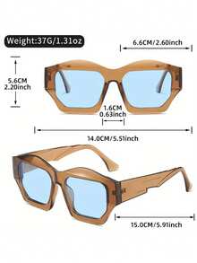 1 副女士多边形时尚 PC 时尚眼镜，金属铰链，适合度假、旅行、海滩、驾驶、度假、街头穿着 - 彩色 - 查看 6