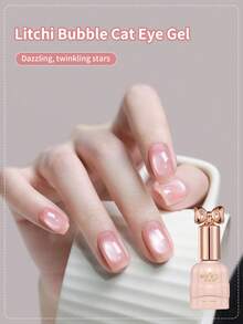 annies 10ML Glassy Pink Clear Cat Eye Gel Nail Polish 1Pc Silk Glitter Cat Eye Gel Polish Soak Off Holographic Magnetic Nail Polish For Nail Art Manicure Salon DIY At Home Nails - Multicolor - View 1