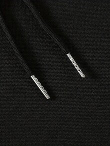 Sudadera con capucha de patrón de telaraña geométrica azul marino para hombres - Sudadera casual con fuente en negrita, lavable aáquina, ajuste regular adecuado para primavera y otoño, diseño de estilo urbano, tela cómoda, entusiastas de la ropa urbana - Negro - Ver 8