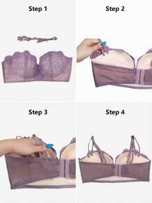 Women's Purple Lace Bra, Push Up & Cross Back, Sexy Bra Lingerie