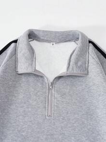 Áo thun thể thao nam mùa xuân/thu, kiểu dáng thường ngày, có nơ đen, in hình cờ Brazil, họa tiết chữ và sao đơn giản, phù hợp cho học sinh, mặc hàng ngày, áo khoác nỉ mỏng màu xám có khóa kéo, món quà phong cách đường phố dành cho bạn trai. - Màu Xám nhạt - Xem 4