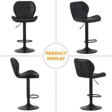 Mcc Direct Set Of 2 Bar Stools, Height Adjustable Swivel Barstools, Counter Stools With Backrest, Faux Leather Seat, Footrest And Metal Base For Home, Kitchen And Restauran - Stella - Black - View 8