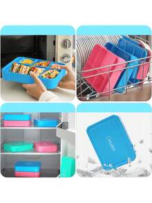 1PC Leak Proof Bento Lunch Box, 6 Compartment Bento Lunch Box For Kids, 1330ML Bento Lunch Container For Adults And Kids, Large Size, Easy To Clean, Kids Lunch Box,Microwave, Dishwasher And Freezer Are Available(Two Styles Are Sent Randomly) - 1 Item - View 12