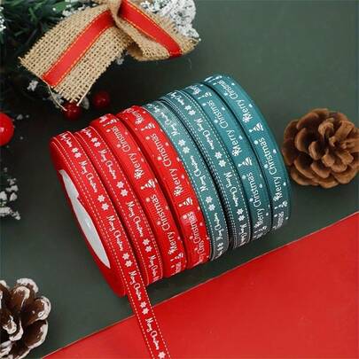 900 Inches Holiday Christmas Ribbon - Red & Green, Printed Design For Gift Wrapping And Crafts Home Decor Christmas Decorations Room Decor Winter