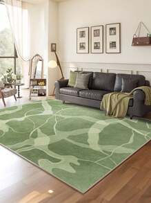 1 Piece Of Faux Cashmere Living Room Carpet Printed With Light Green Lines. Suede Delicate, Pleasant To The Touch, Non-Slip Washable Area Rug For Bedroom, Can Be Used In Living Room, Bedroom Bedside Carpet, Door Mat, Room Decoration. Suitable For Different Seasons Of Spring, Summer, Autumn And Winter.