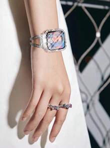 4pcs Shiny Crystal Diamond Protective Case With Screen Protector, Compatible With Series Ultra/SE/11/10/9/8/7/6/5/4, Fits 40/41/42/44/45/46/49mm Case, Shiny Protective Cover - Transparent + Pink + Rose Gold + Colorful - View 5