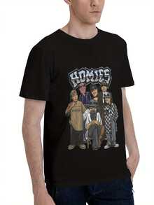 Printed Lil Homies Outfit T Shirt For Men Women Tee Shirt Short Sleeve Clothes 180g - màu đen - Xem 3