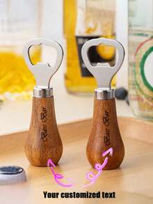 Customized Beer Bottle Opener, Wooden Handle Creative Upright Stainless Steel Bottle Opener, Hotel/Restaurant/Bar Supplies, Multifunctional Promotional Gift, Suitable For Beer Festivals, Holidays And Events, Customized Soda Bottle Opener, Halloween Party Celebration Bottle Opener Tool - Ginger - View 4